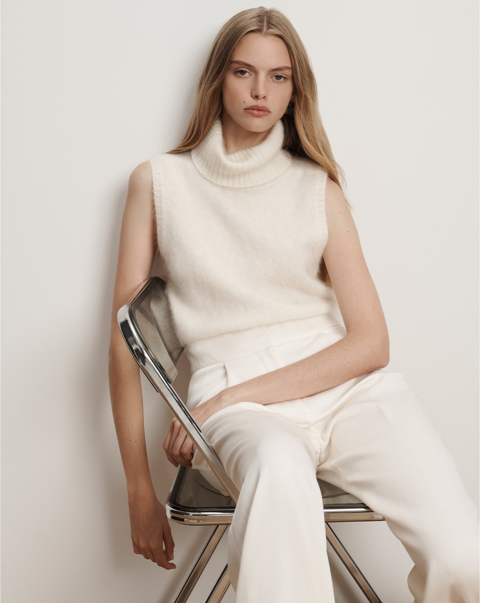 Mazzy Brushed Cashmere Sleeveless Sweater