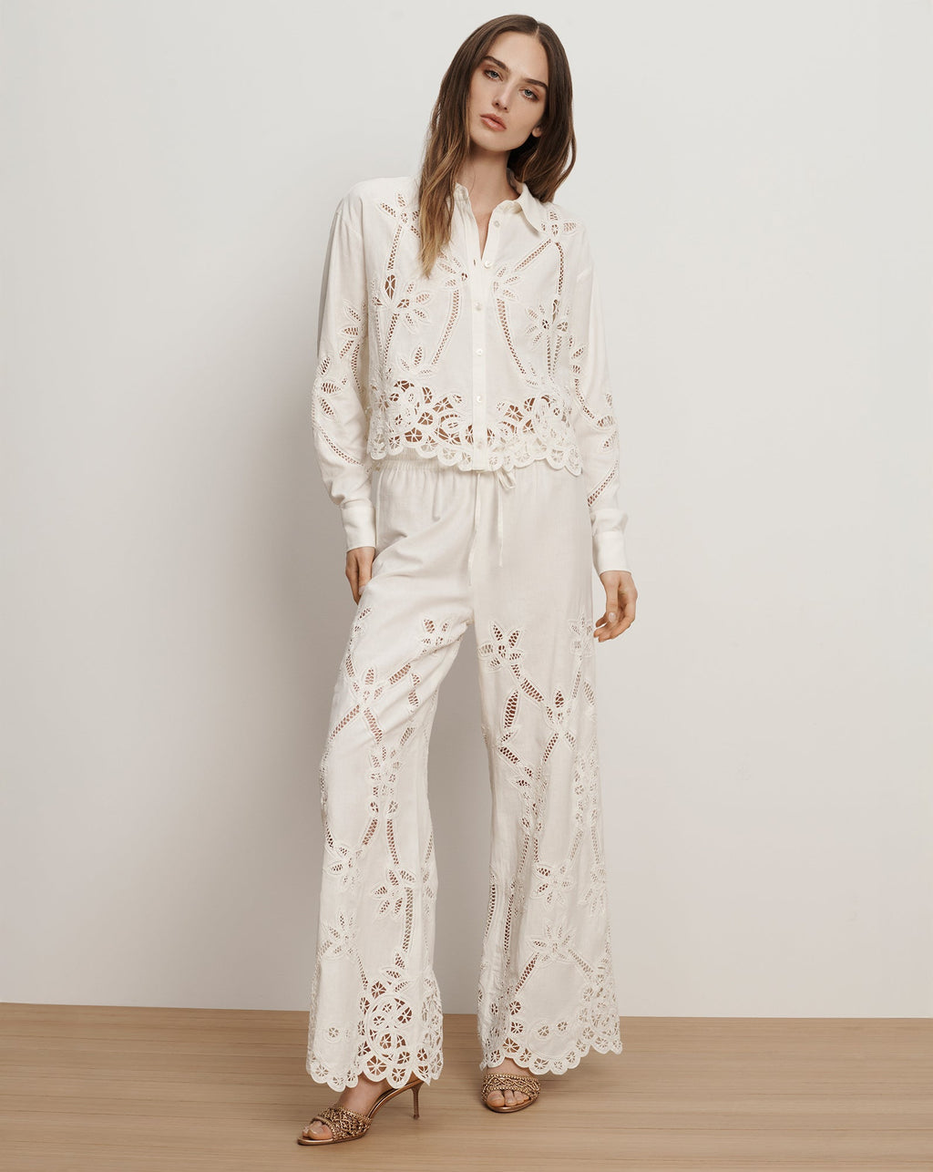 Daisy Wide-Leg Eyelet Pant