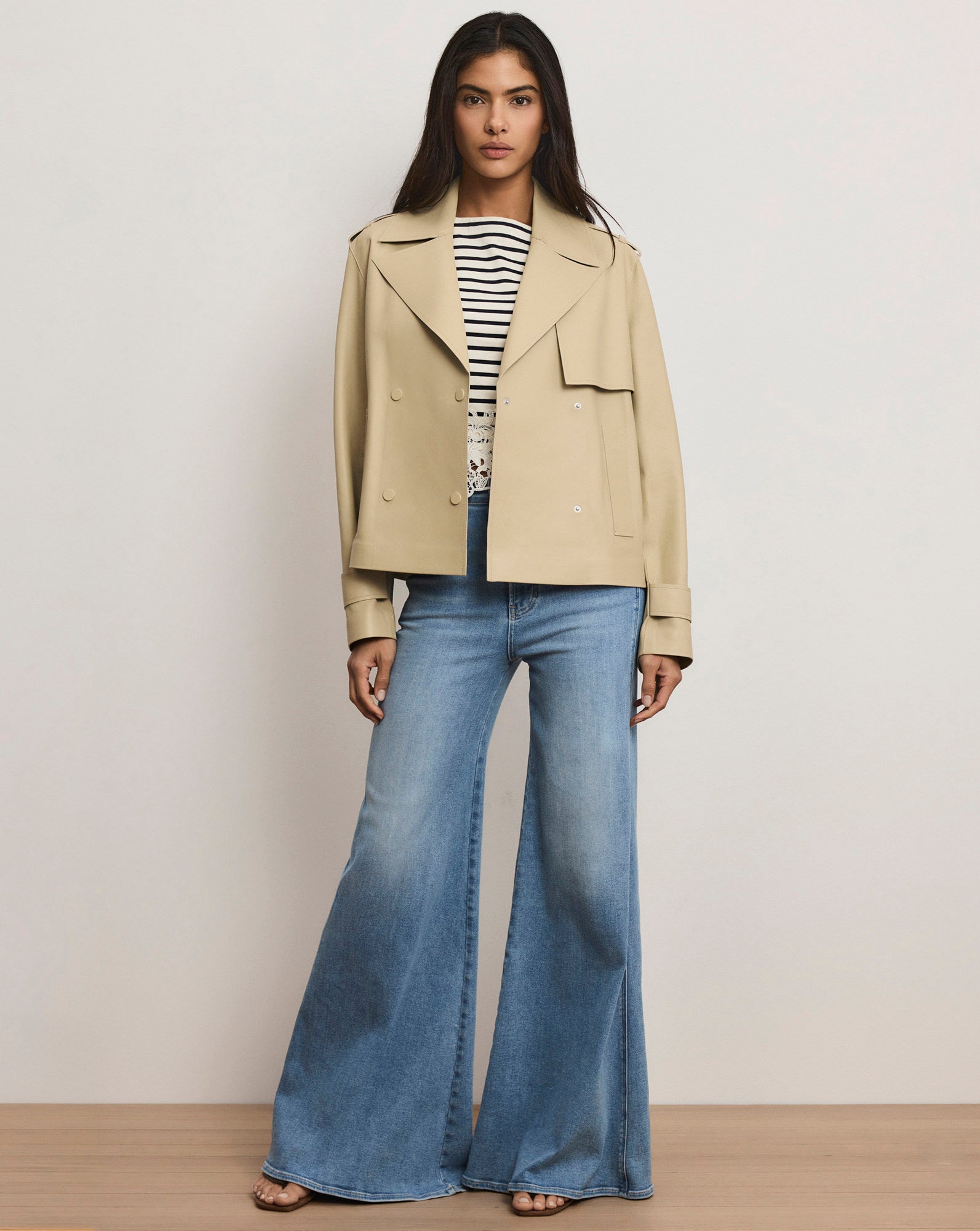 Heathcliff Cropped Leather Trench Coat