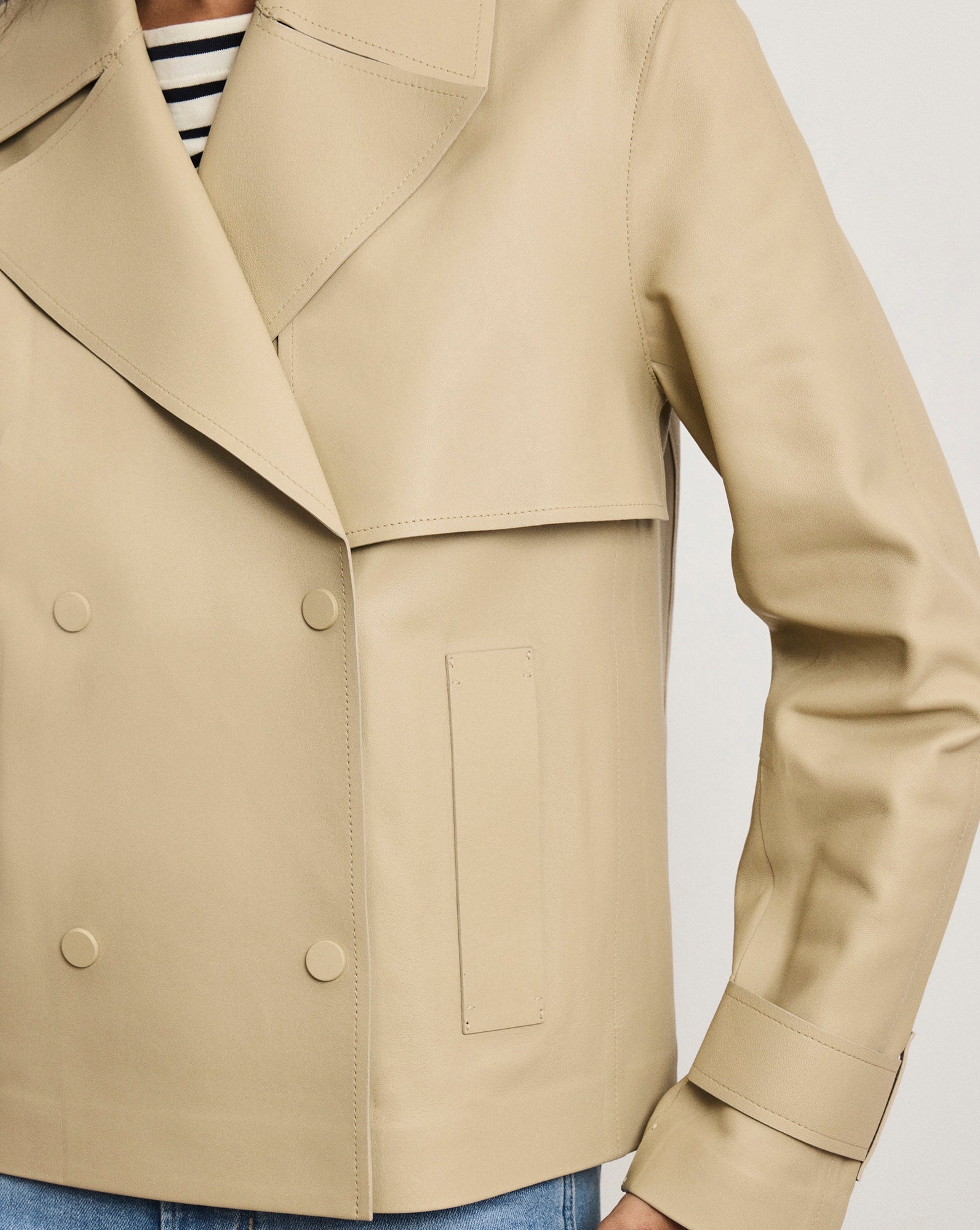 Heathcliff Cropped Leather Trench Coat