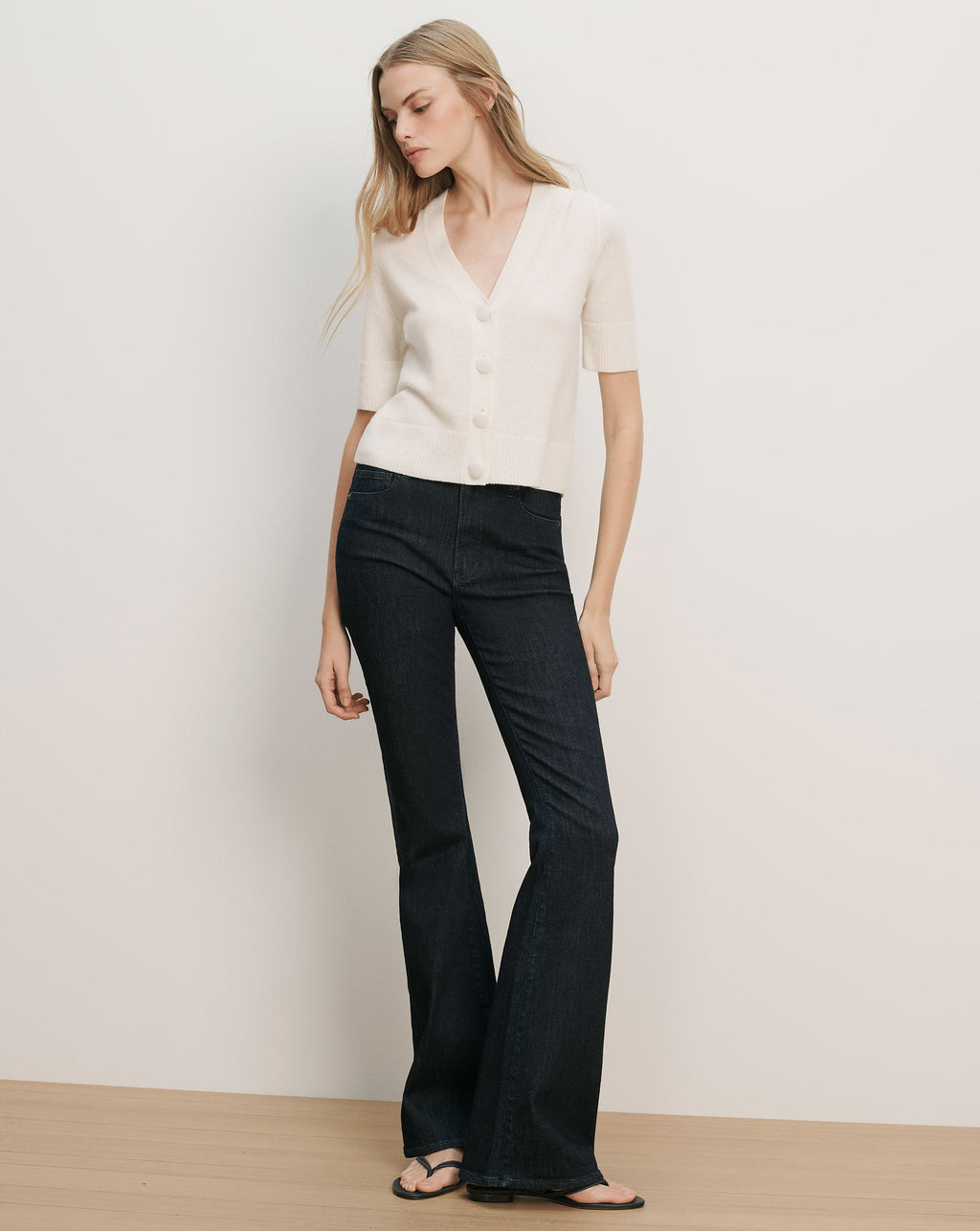 Solene Short-Sleeve Cashmere Cardigan