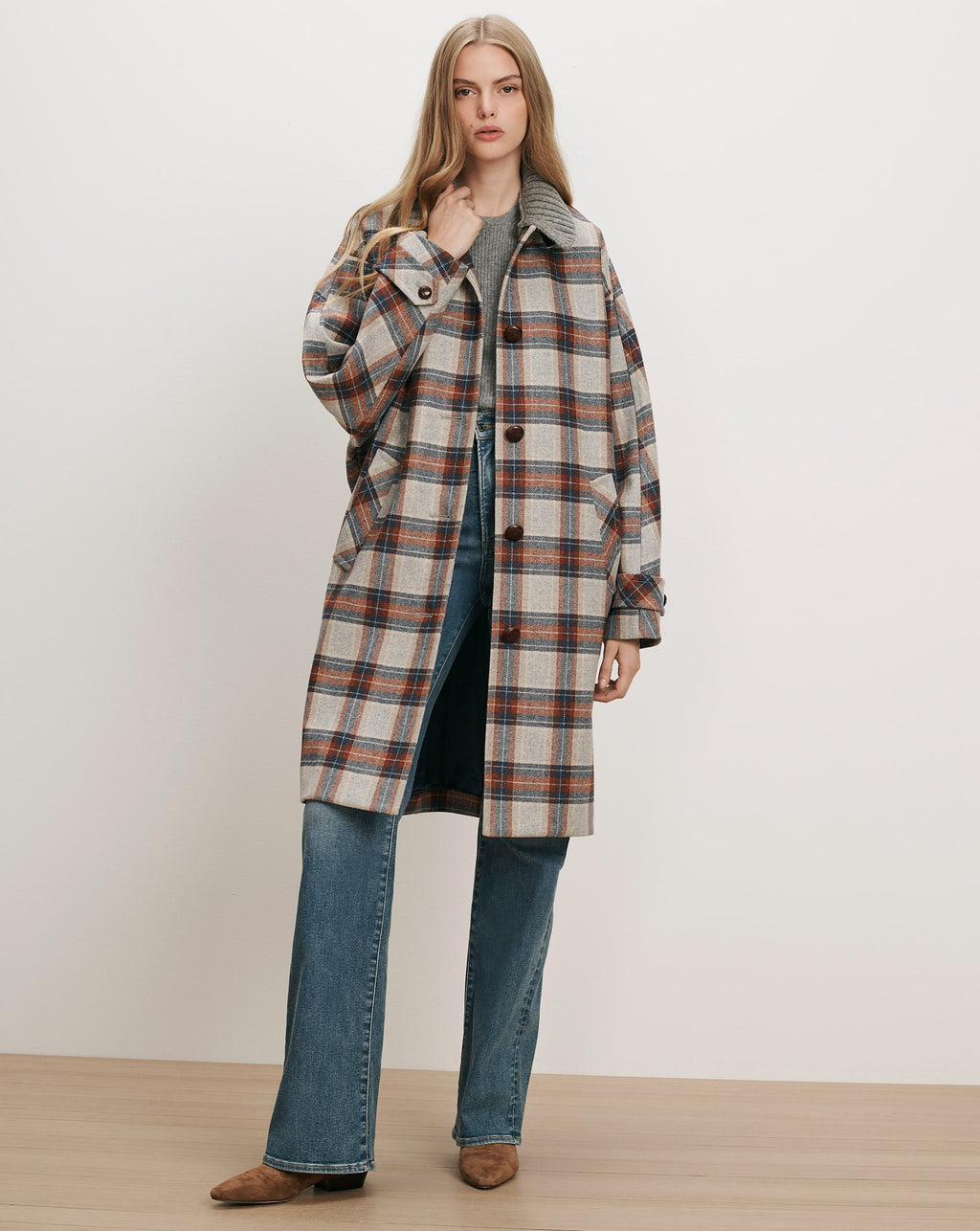 Laurent Removable-Collar Dickey Coat