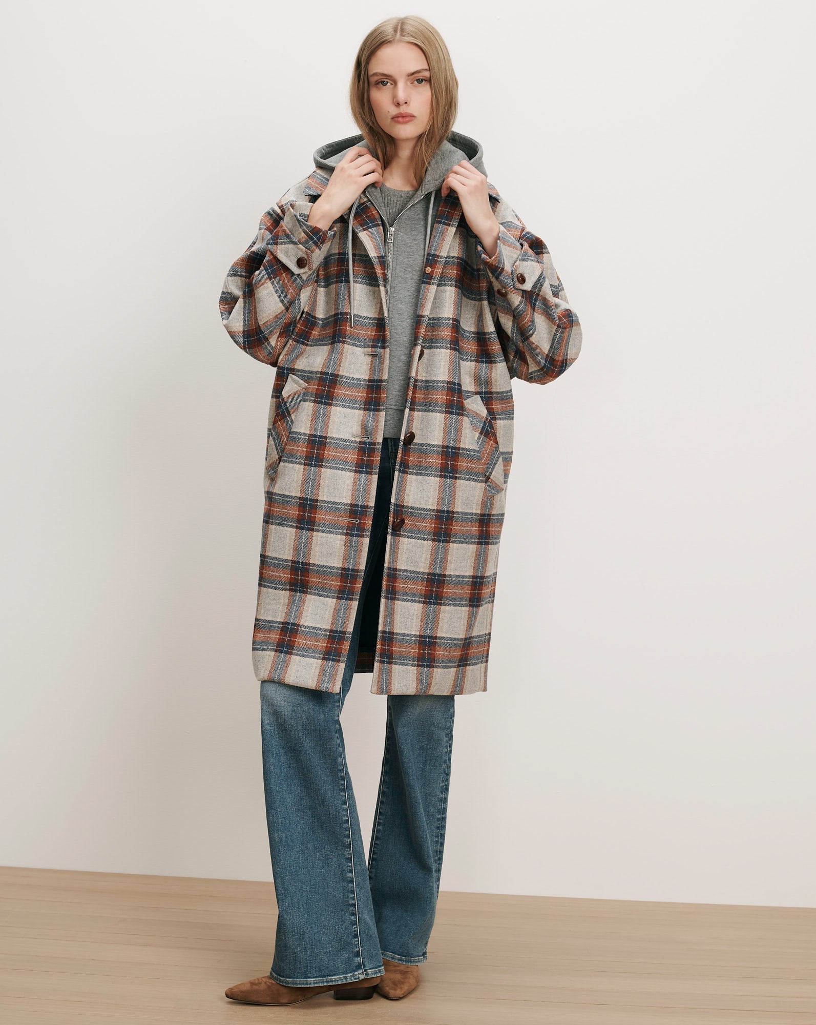 Laurent Removable-Collar Dickey Coat