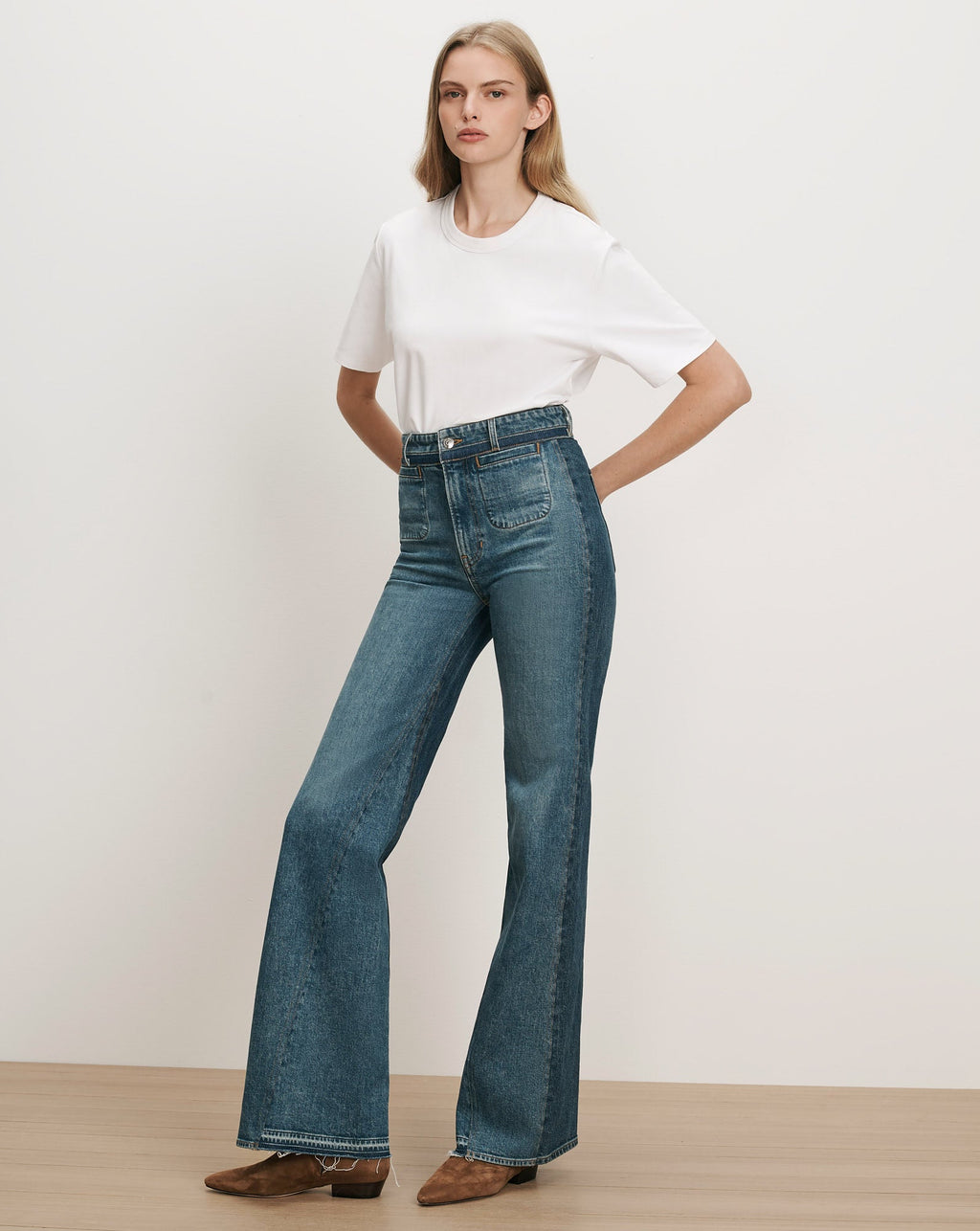 Crosbie Color-Block Slim Wide-Leg Jean