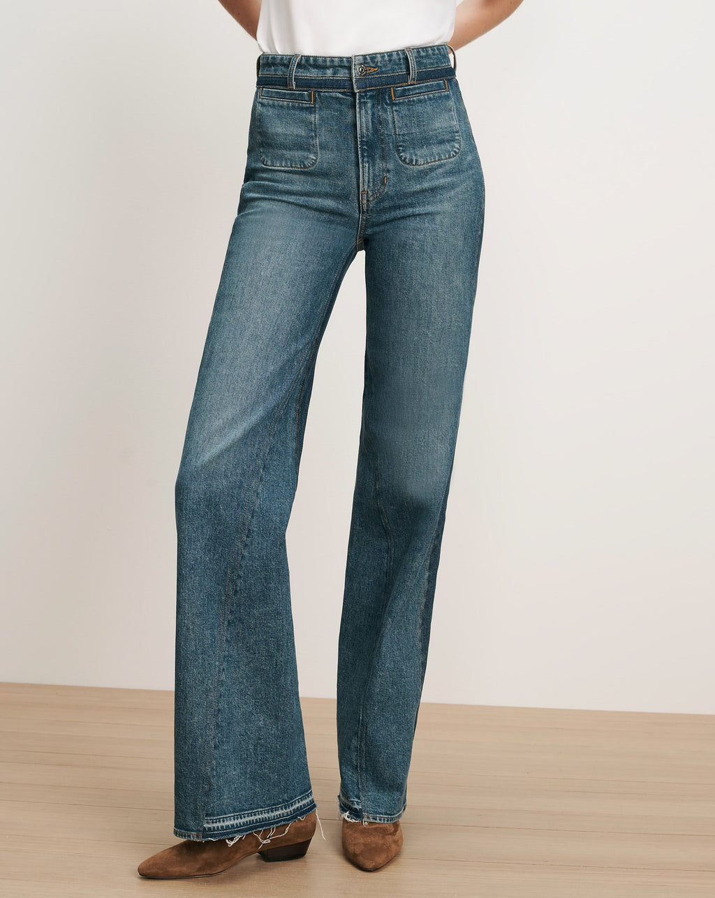 Crosbie Color-Block Slim Wide-Leg Jean