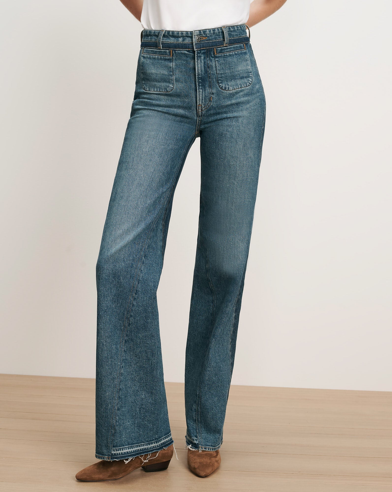 Crosbie Color-Block Slim Wide-Leg Jean