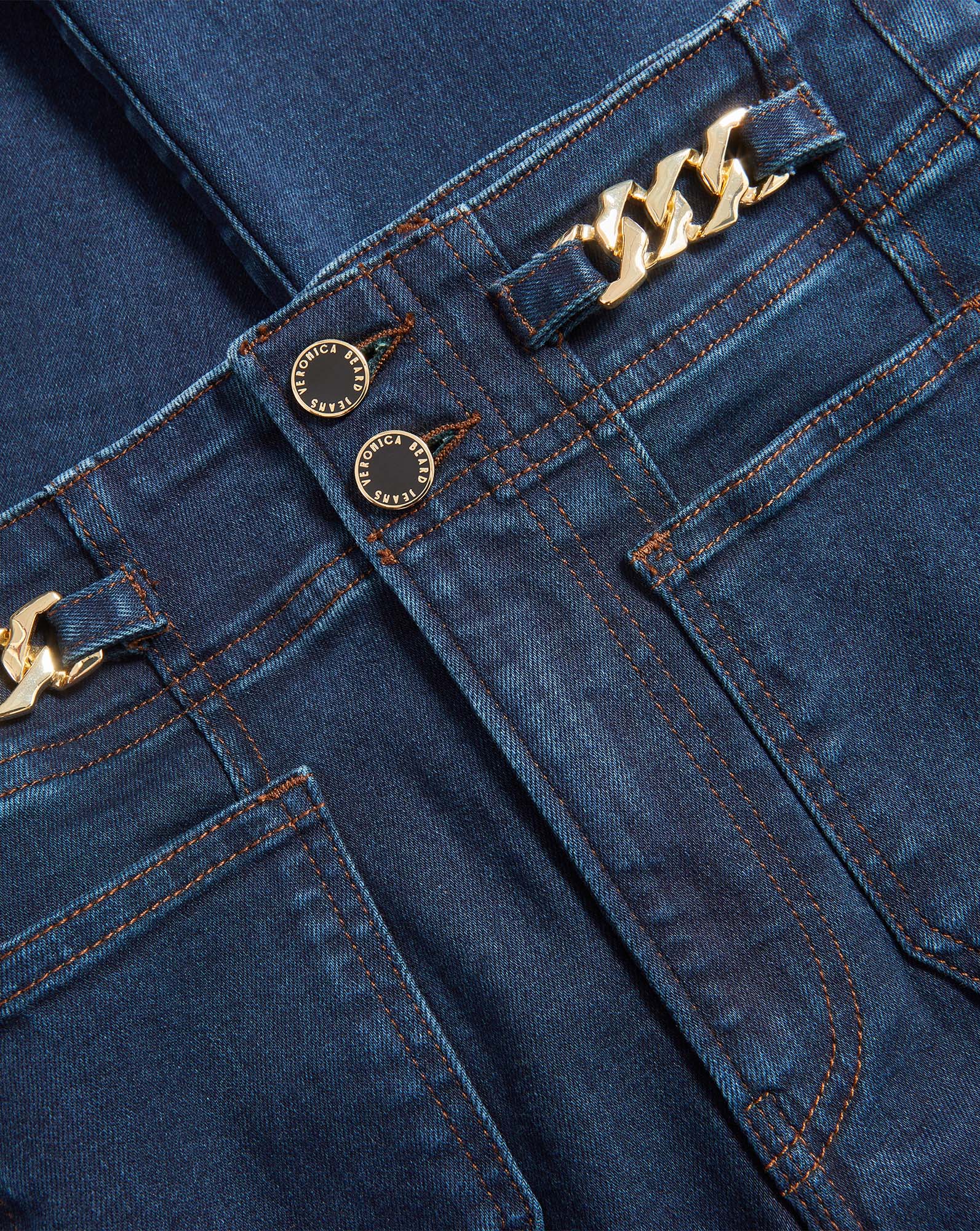 Beverly Skinny-Flare Chain-Detail Jean