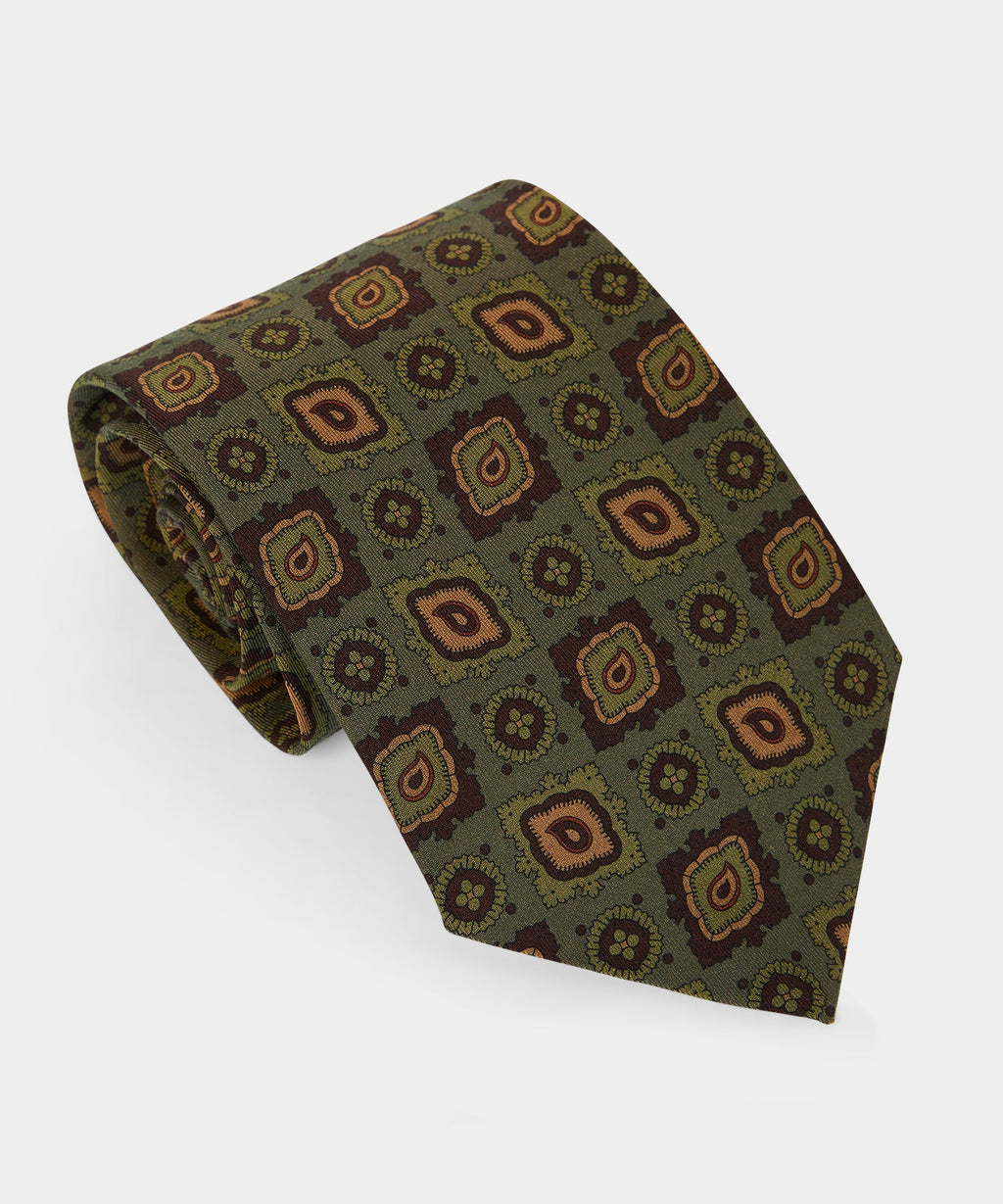 Italian Wool-Silk Medallion Tie