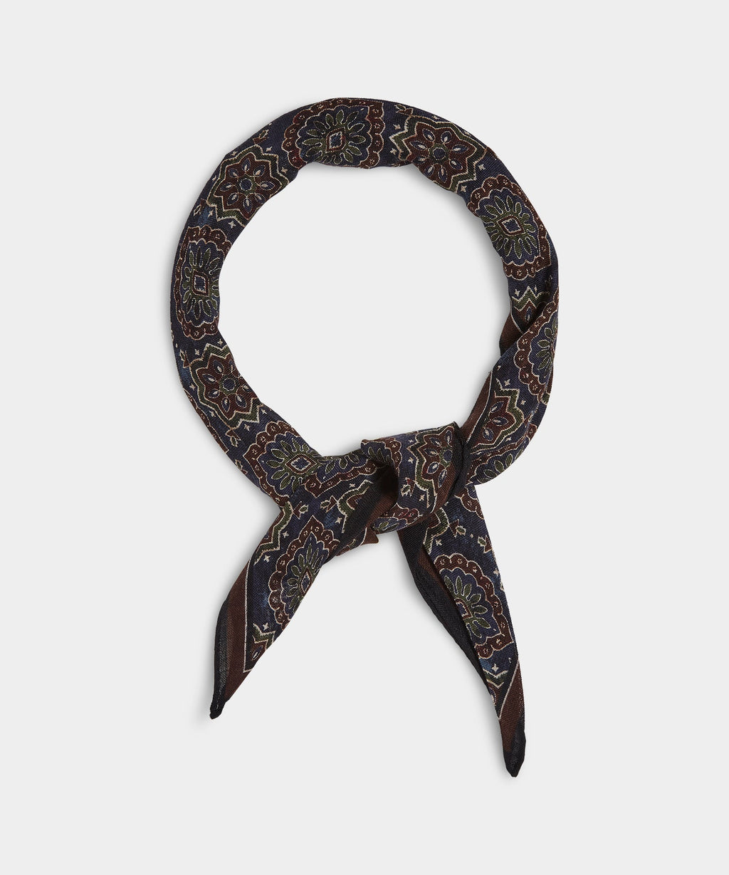 Wool Medallion Neckerchief in Navy