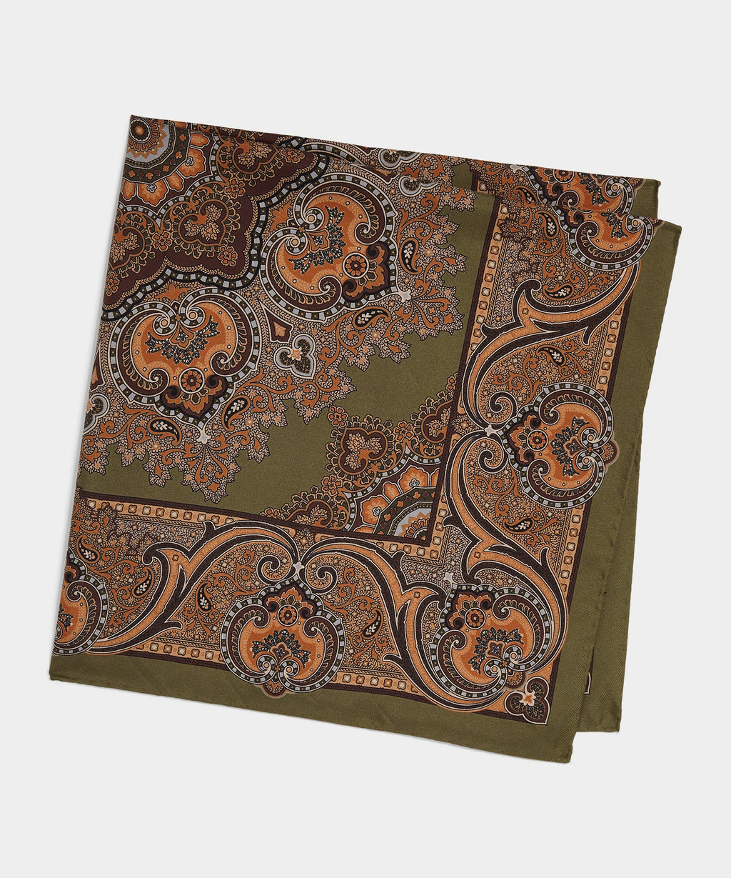 Silk Paisley Neckerchief in Light Sage