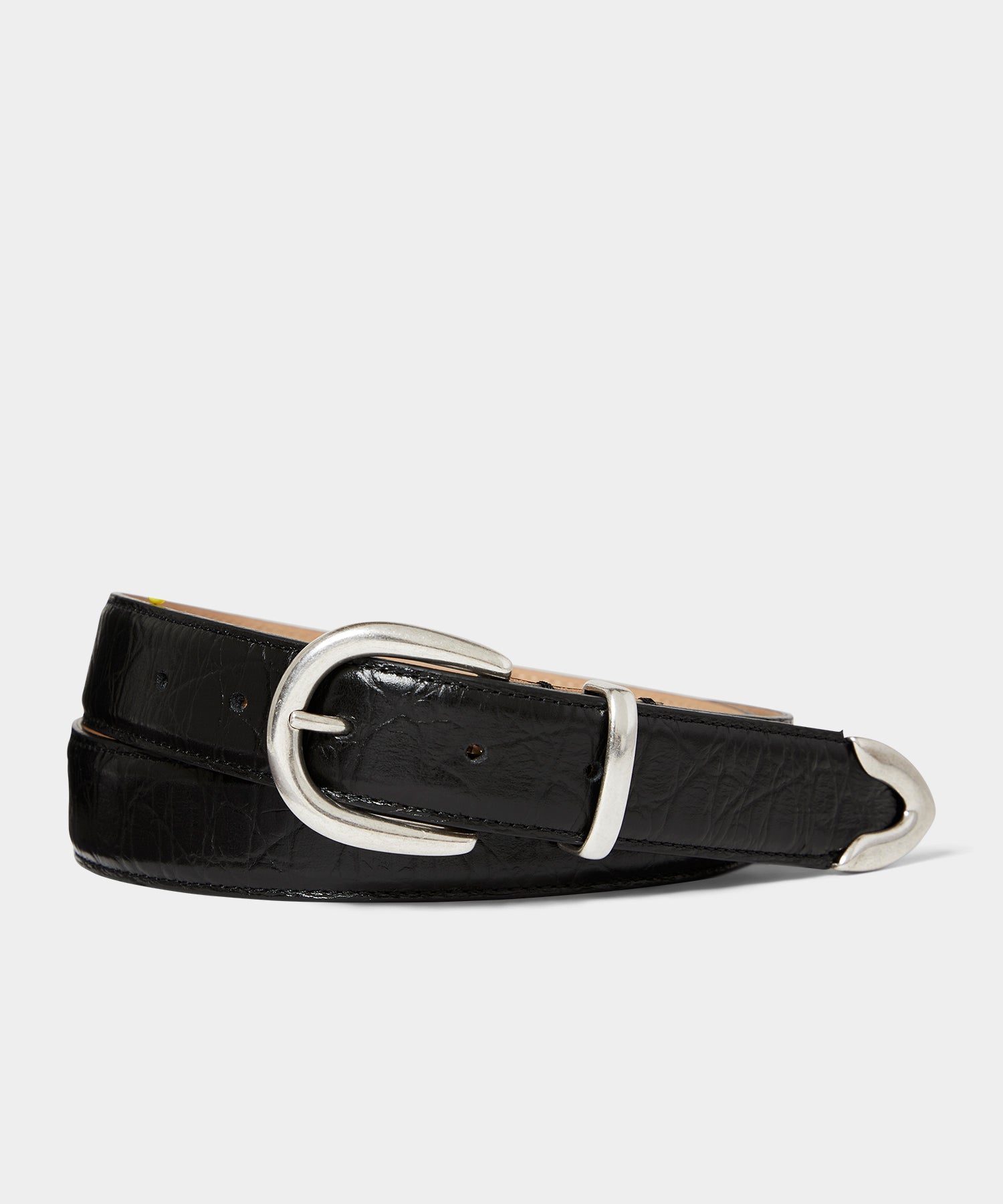 Italian Crocodile Embossed Leather Belt