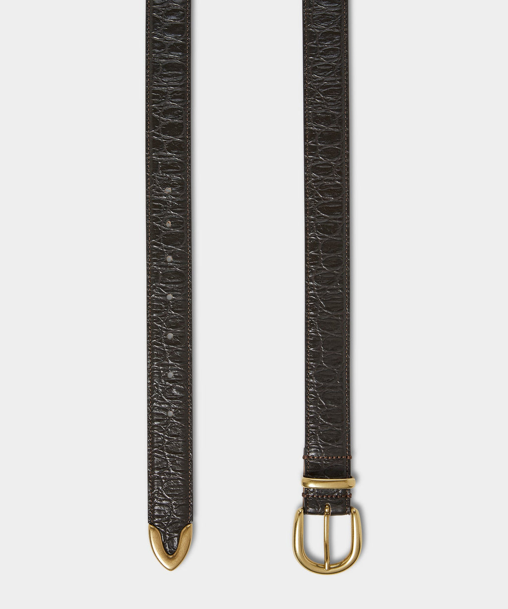 Italian Crocodile Embossed Leather Belt