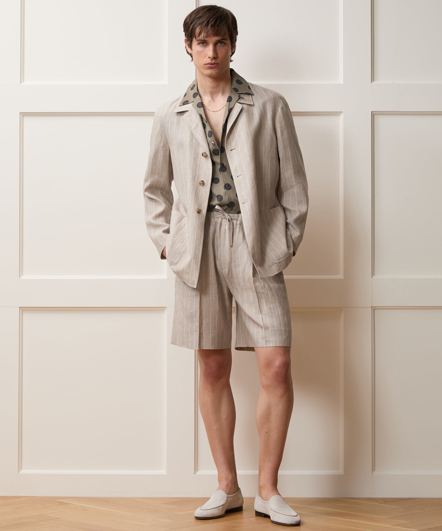 Italian Linen Pinstripe Leisure Short