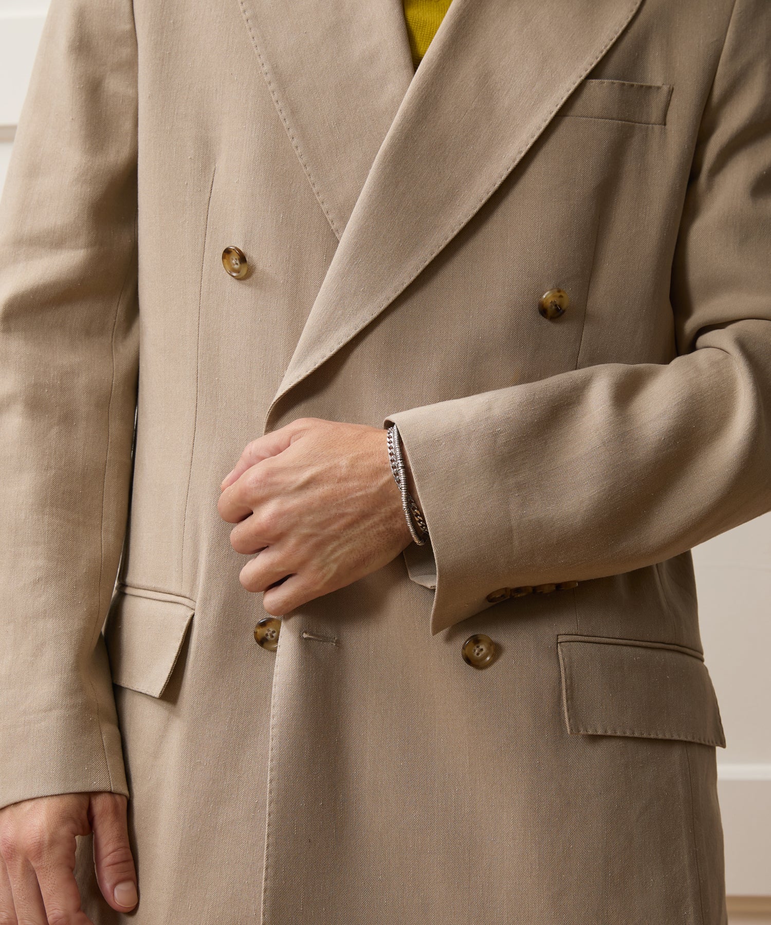Italian Linen-Silk Herringbone Wythe Jacket