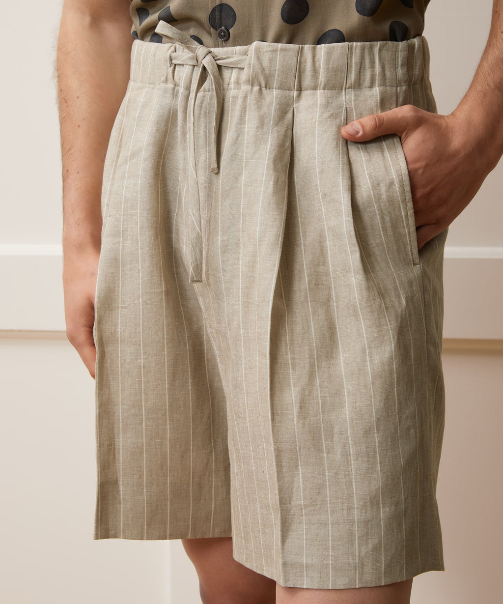 Italian Linen Pinstripe Leisure Short