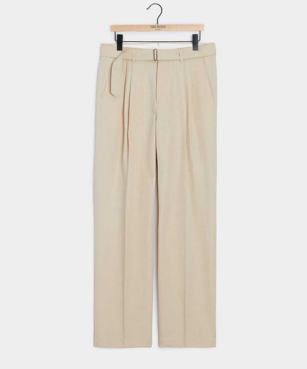 Italian Cotton-Linen Self-Belt Trouser