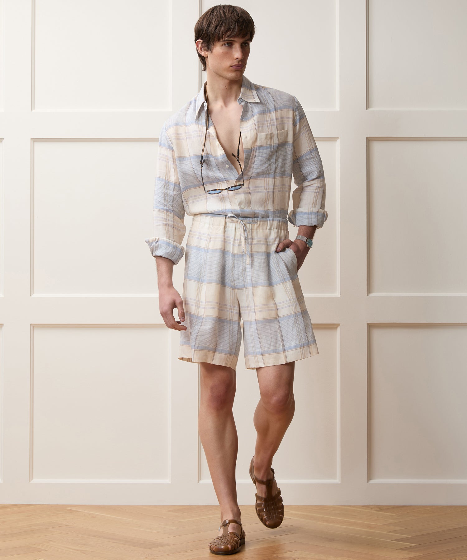 Italian Linen Plaid Big Shirt