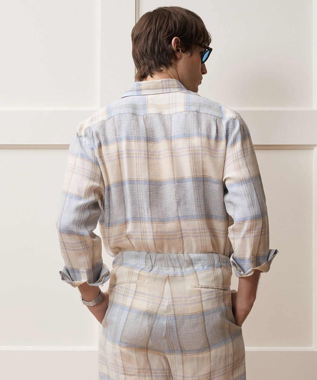 Italian Linen Plaid Big Shirt