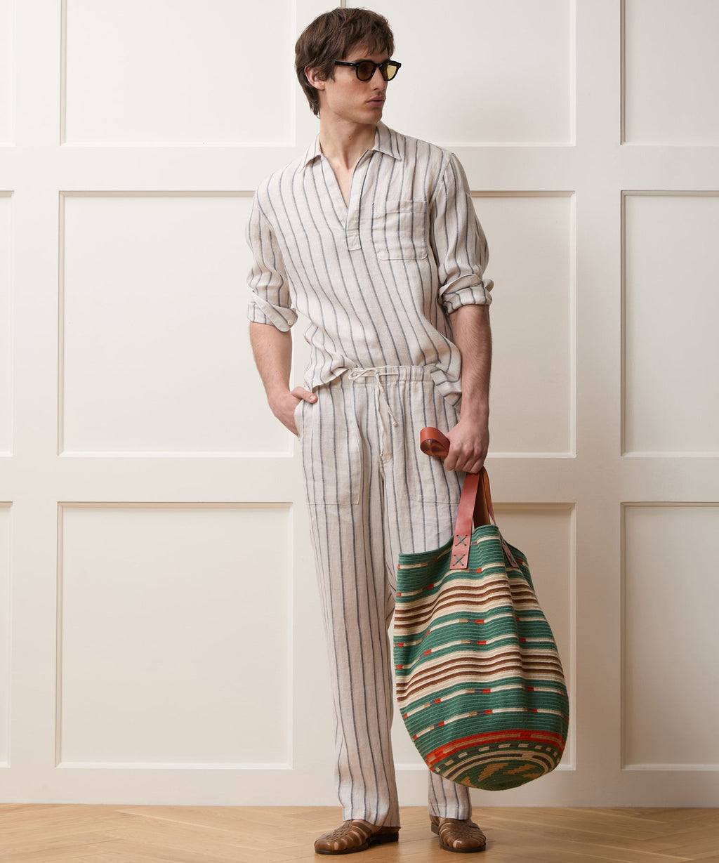 Striped Linen Popover Shirt
