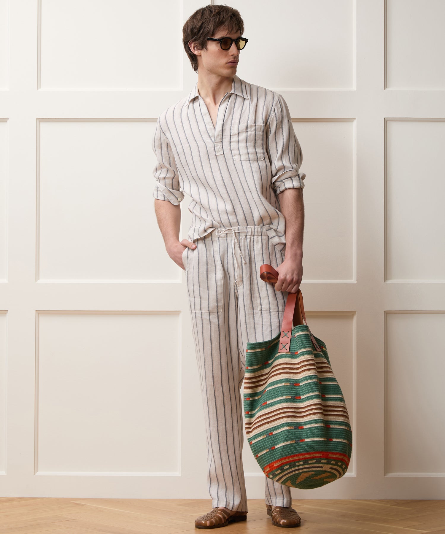 Striped Linen Popover Shirt