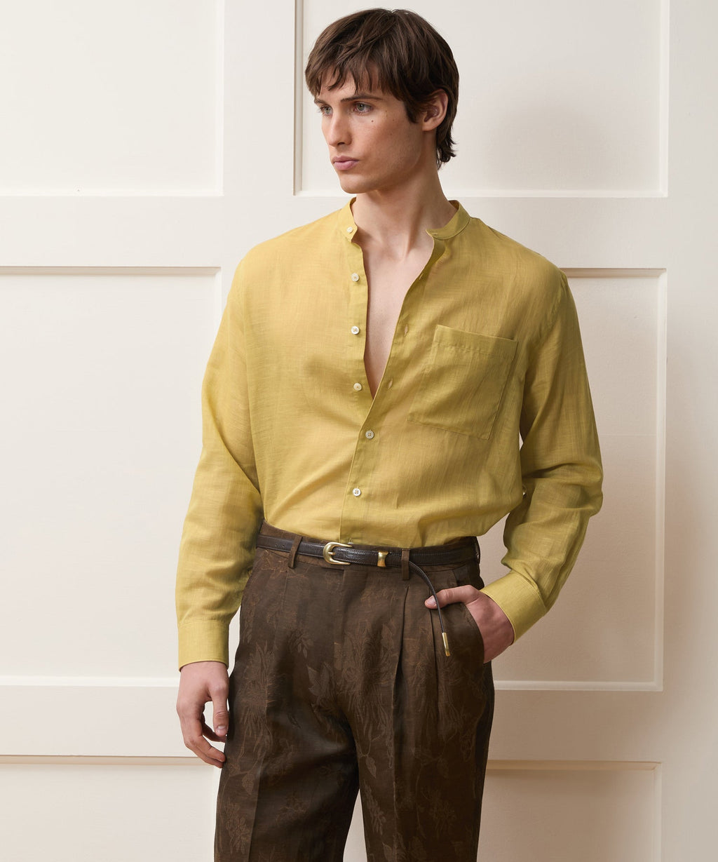 Voile Band Collar Big Shirt