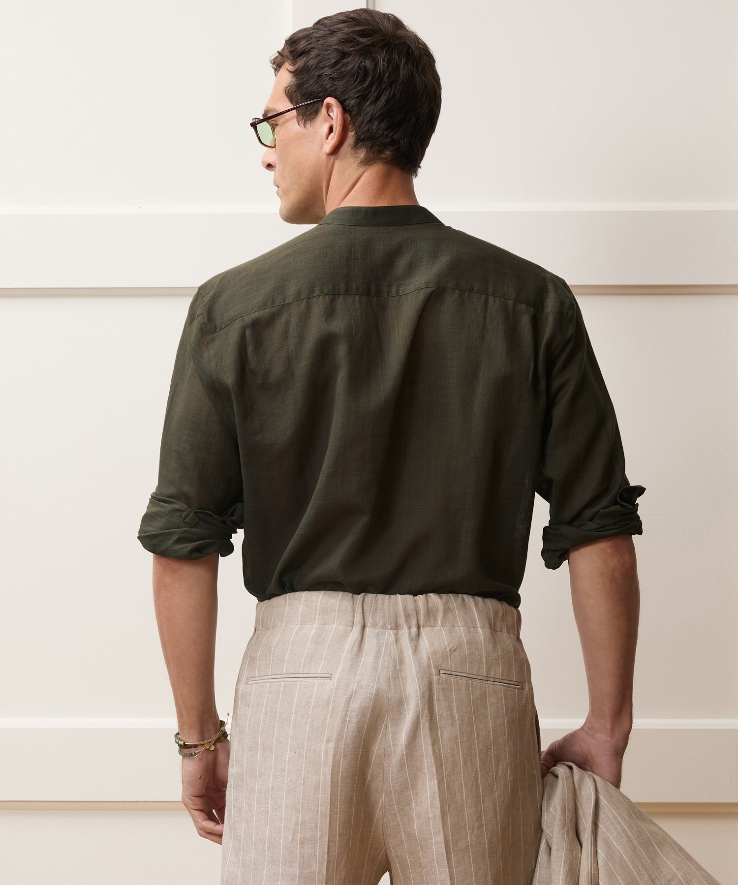 Voile Band Collar Big Shirt