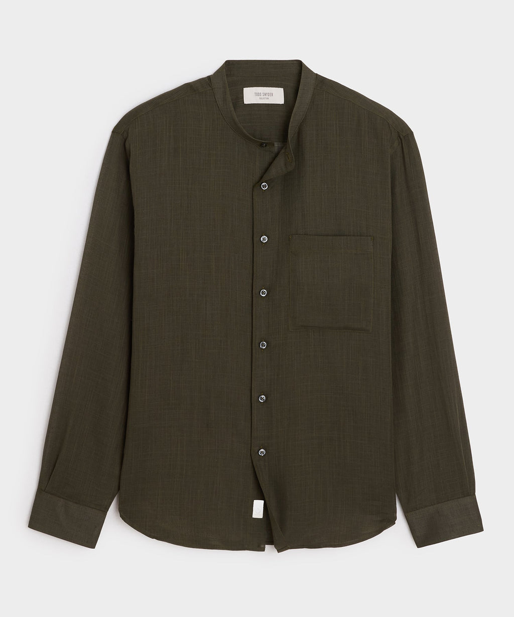 Voile Band Collar Big Shirt
