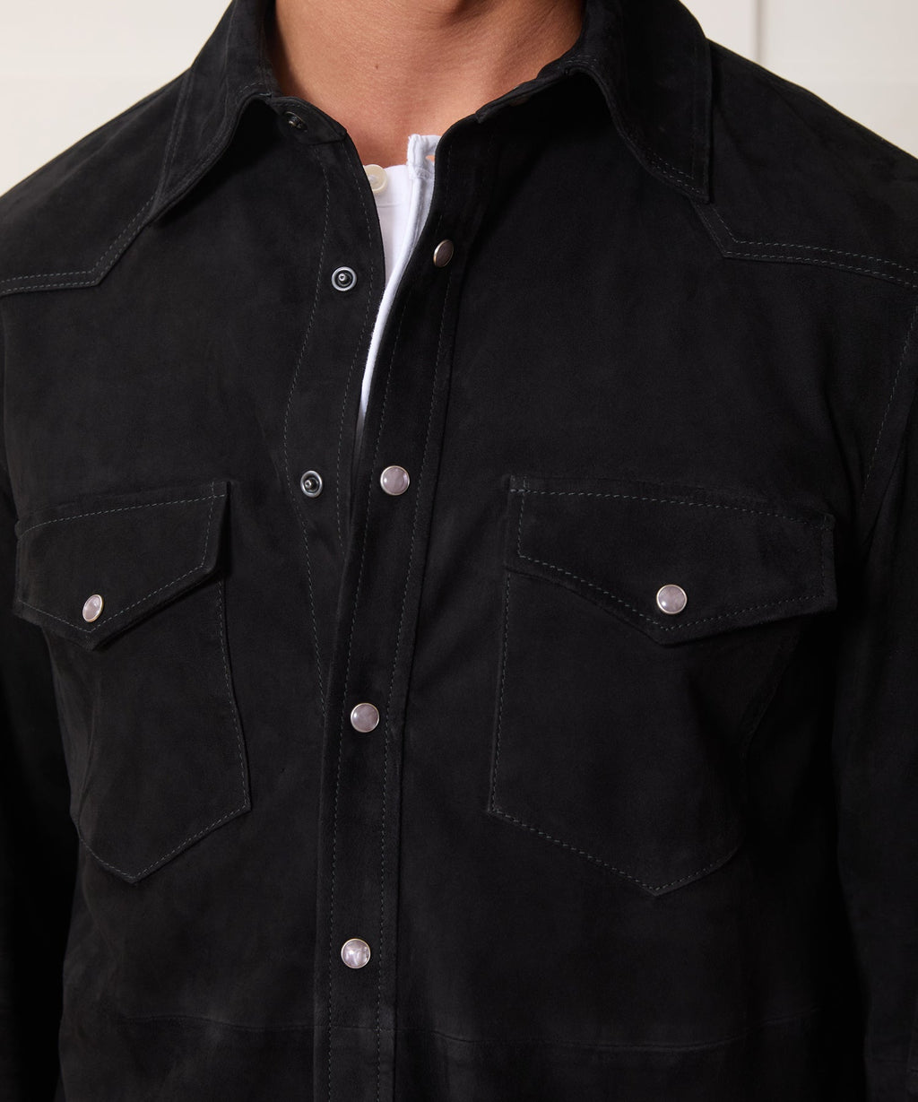 Italian Suede Western Shirt Jacket