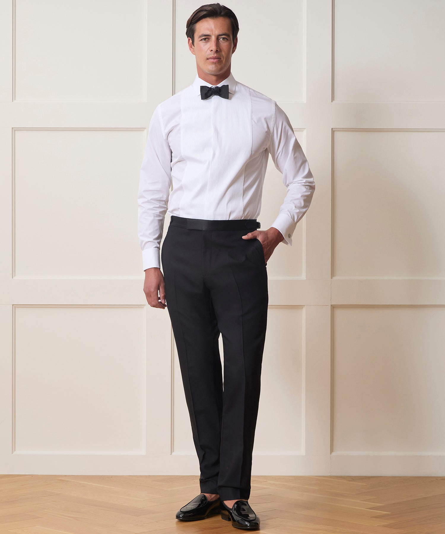 Slim Italian Wool Tuxedo Trouser