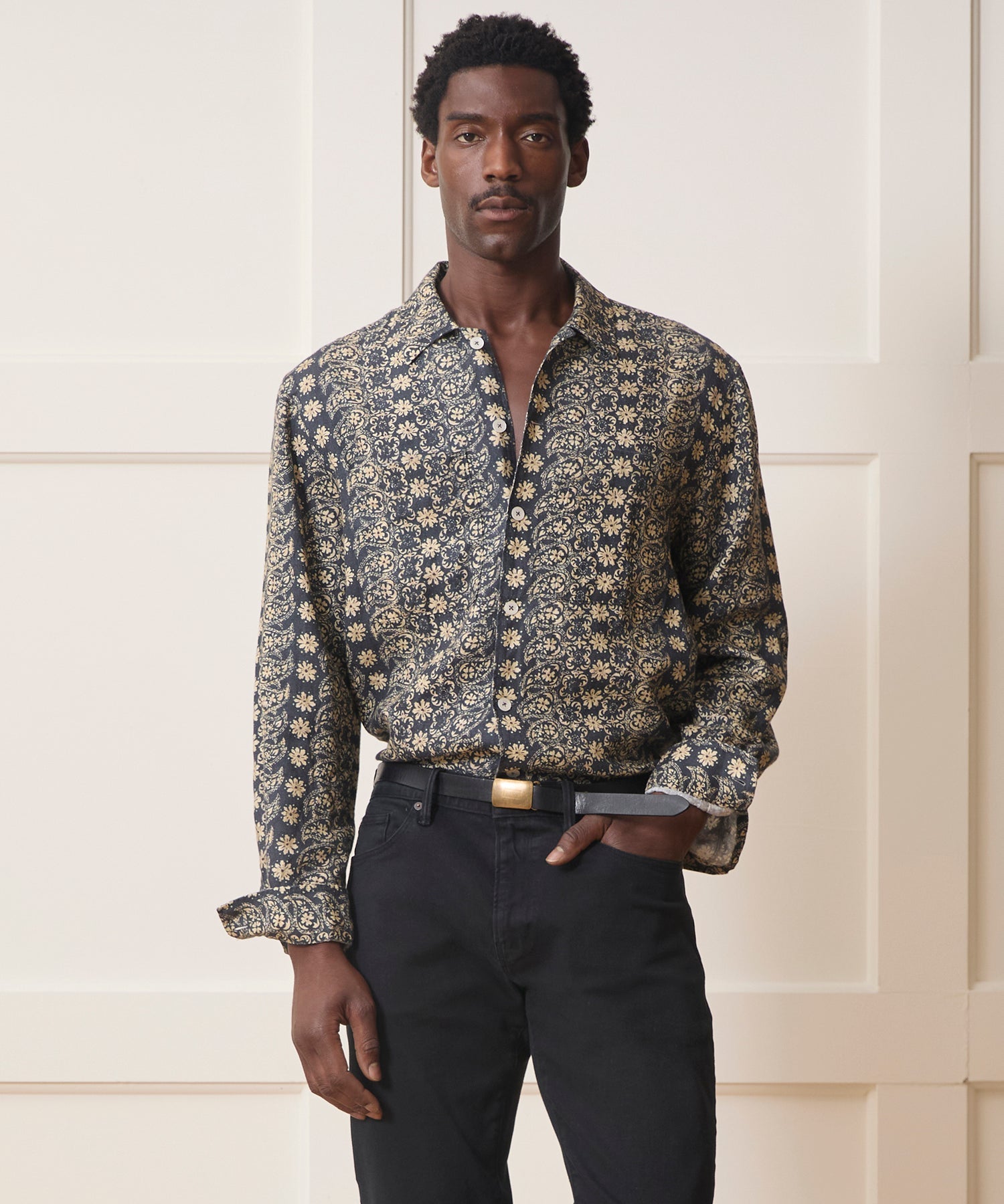 Linen Batik Camp Collar Shirt
