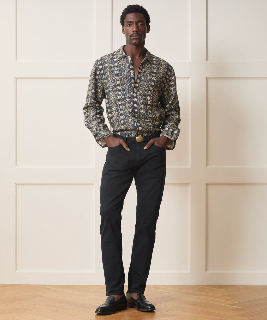 Linen Batik Camp Collar Shirt