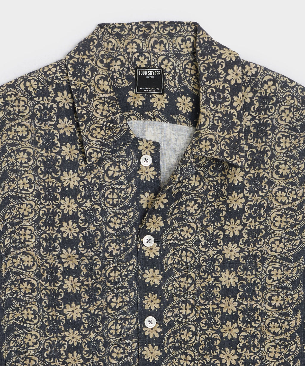 Linen Batik Camp Collar Shirt