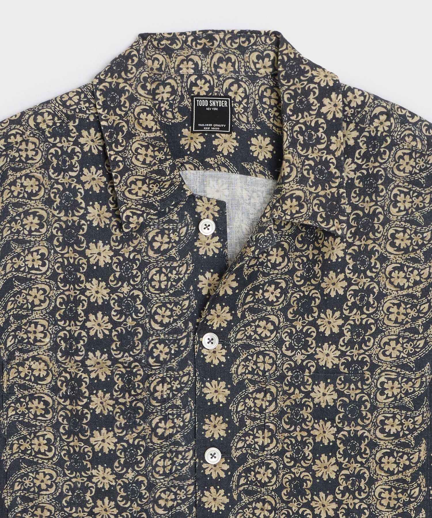 Linen Batik Camp Collar Shirt