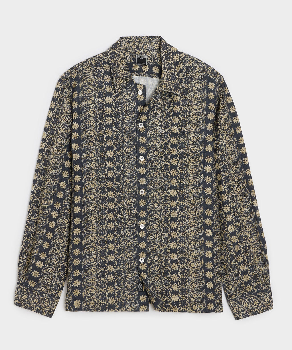 Linen Batik Camp Collar Shirt
