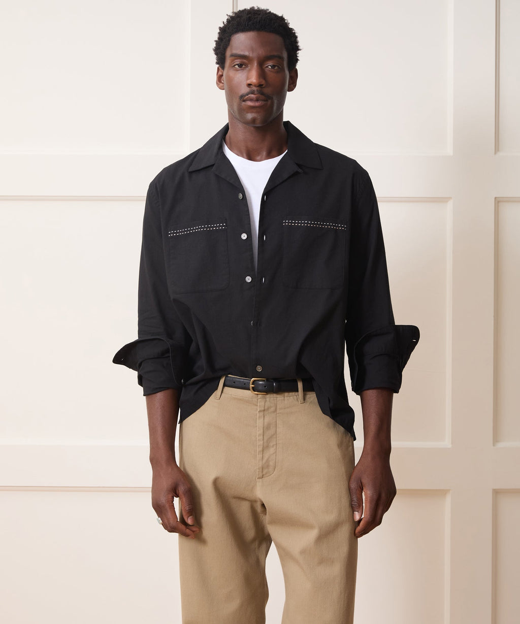 Embroidered Camp Collar Shirt