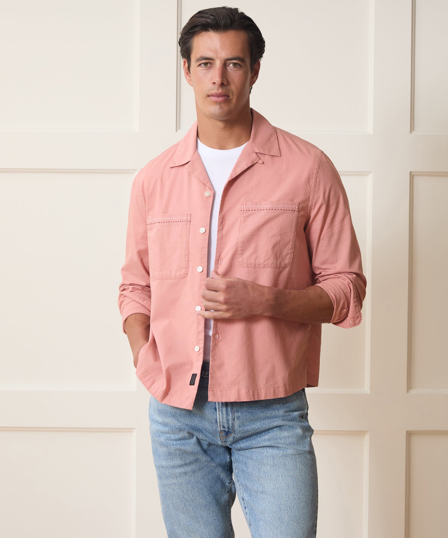 Embroidered Camp Collar Shirt