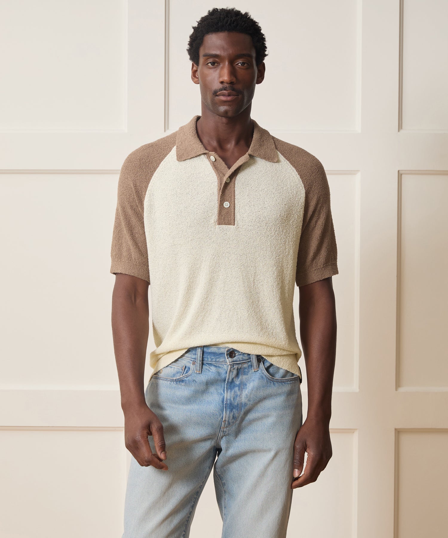 Raglan Bouclé Sweater Polo