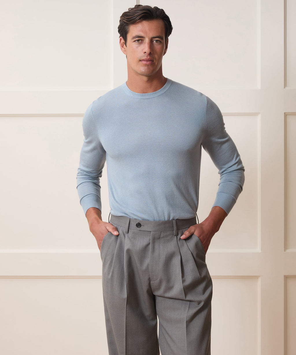 Silk-Cashmere Crewneck Sweater