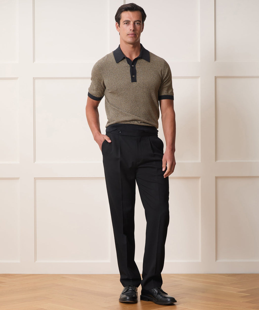 Linen Stripe Sweater Polo