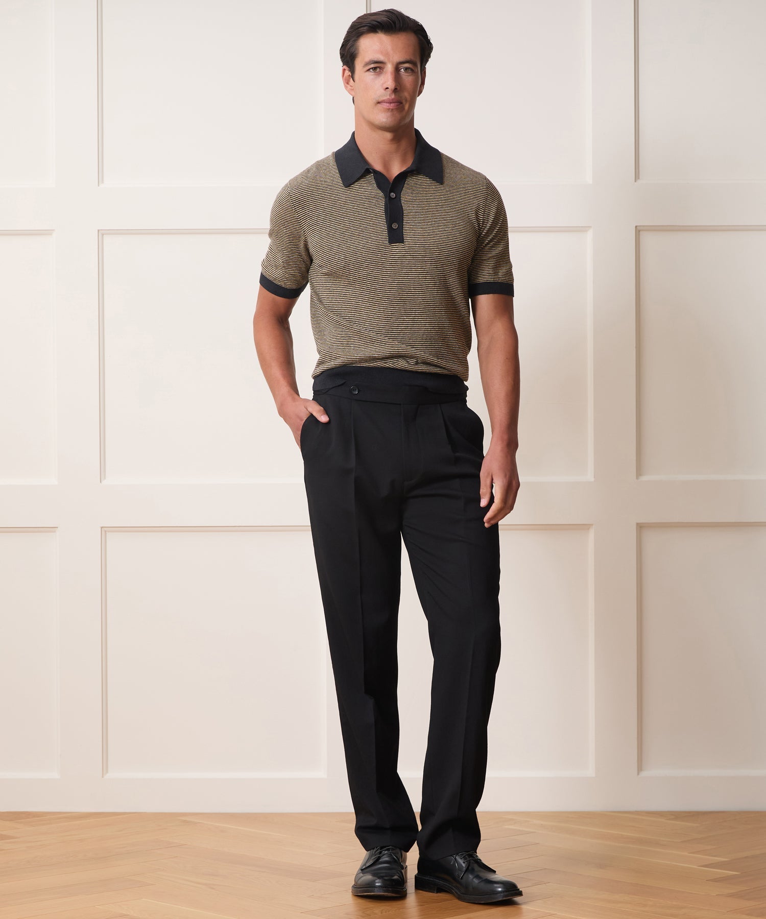 Linen Stripe Sweater Polo