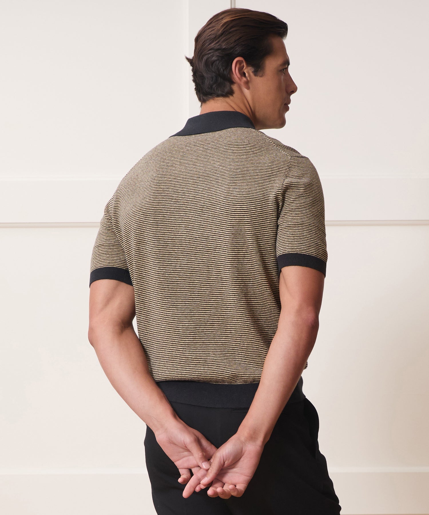 Linen Stripe Sweater Polo