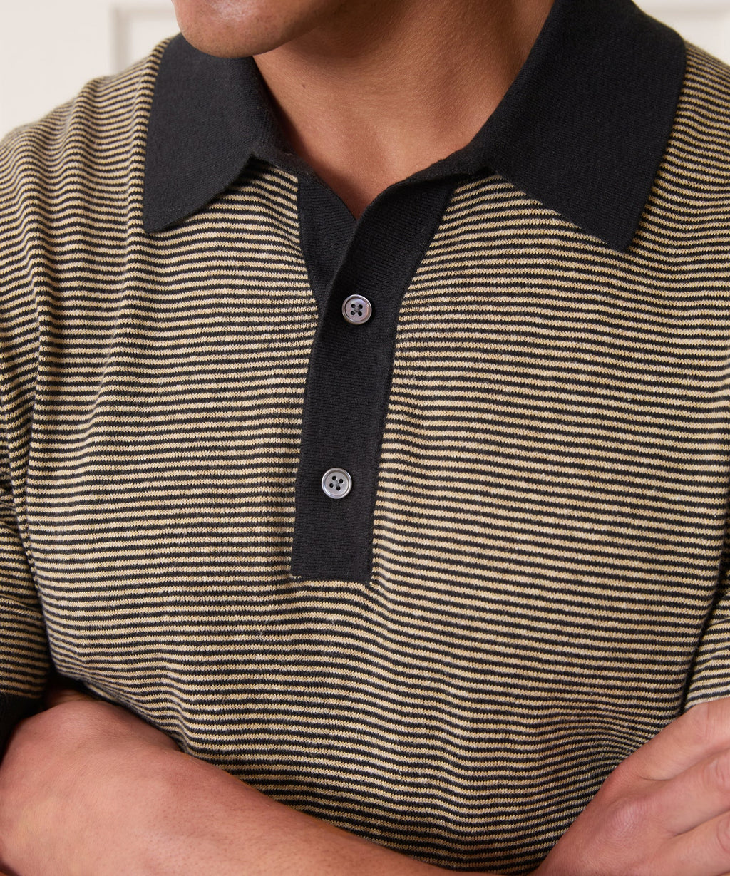 Linen Stripe Sweater Polo
