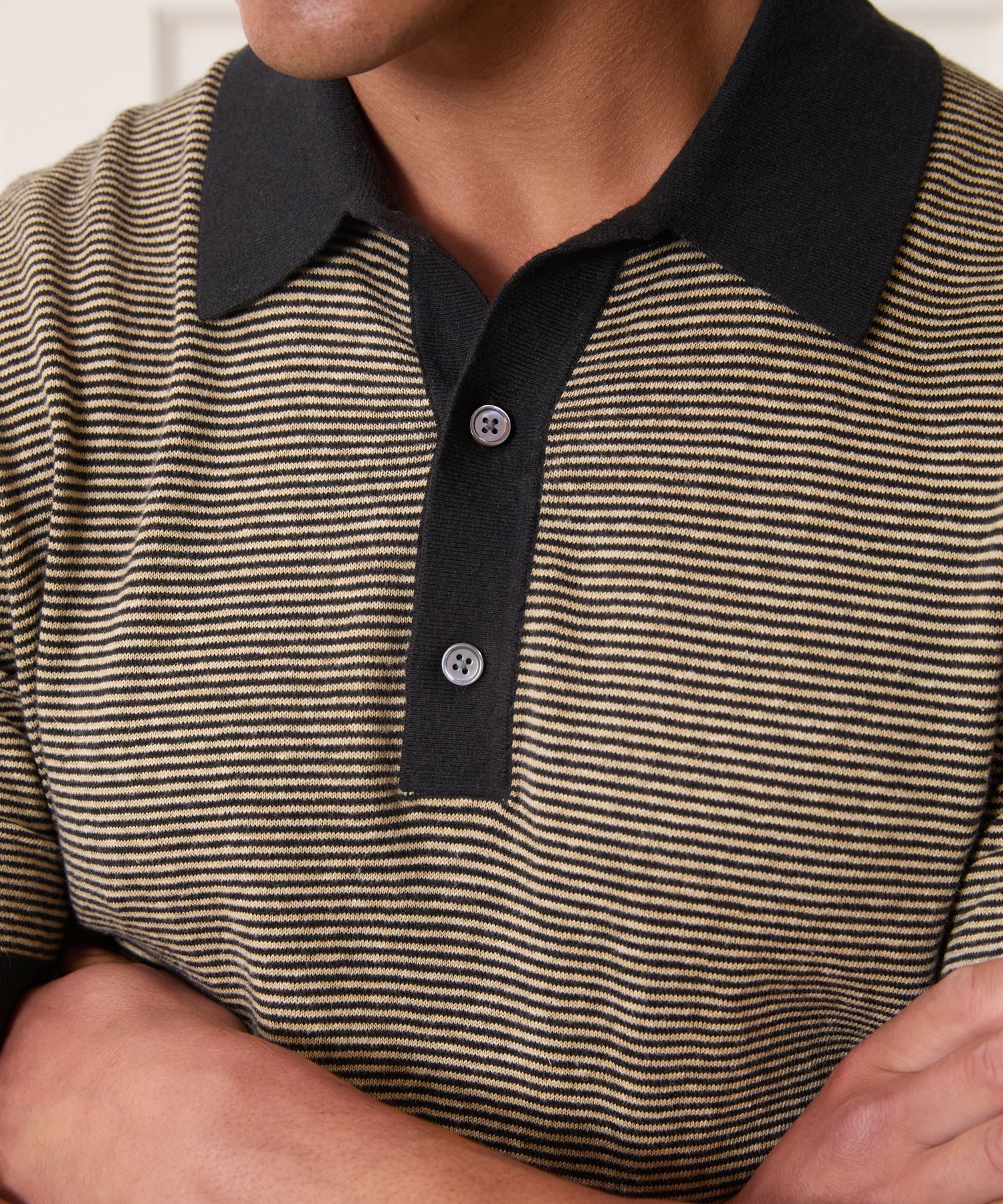 Linen Stripe Sweater Polo