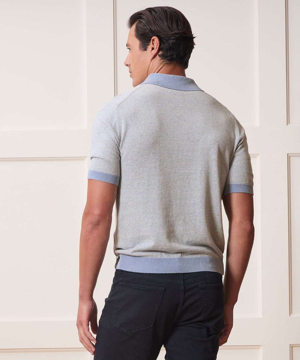 Linen Stripe Sweater Polo