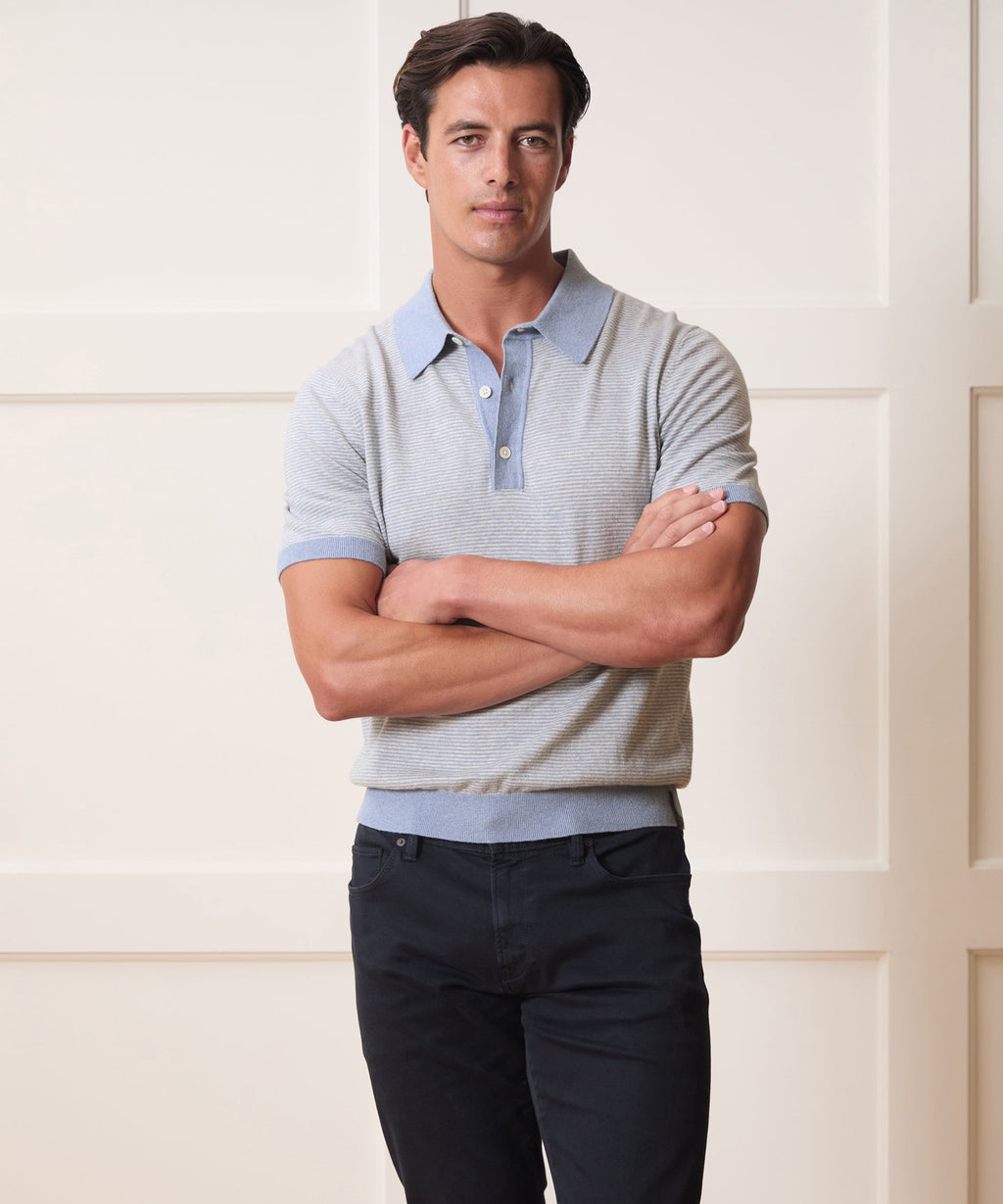 Linen Stripe Sweater Polo