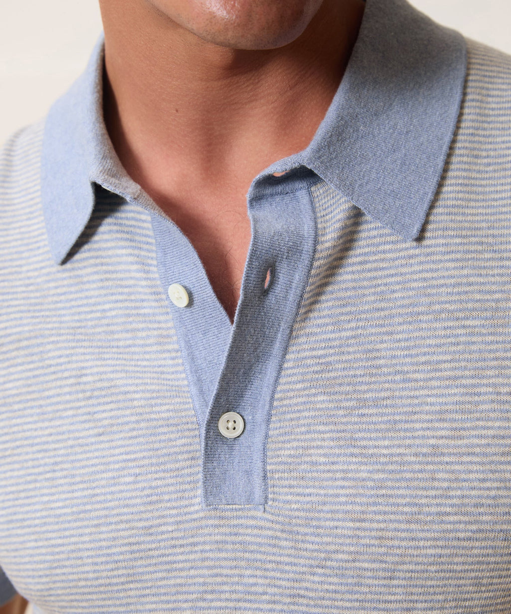 Linen Stripe Sweater Polo