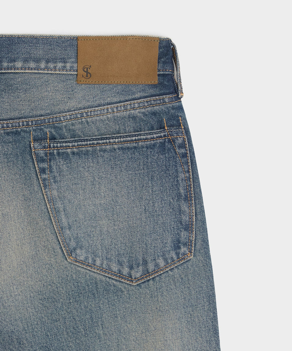 High-Rise Slim Fit Jean in Worn Dark Indigo