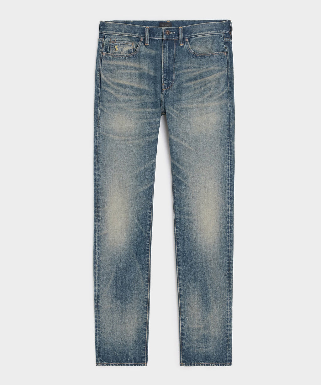 High-Rise Slim Fit Jean in Worn Dark Indigo