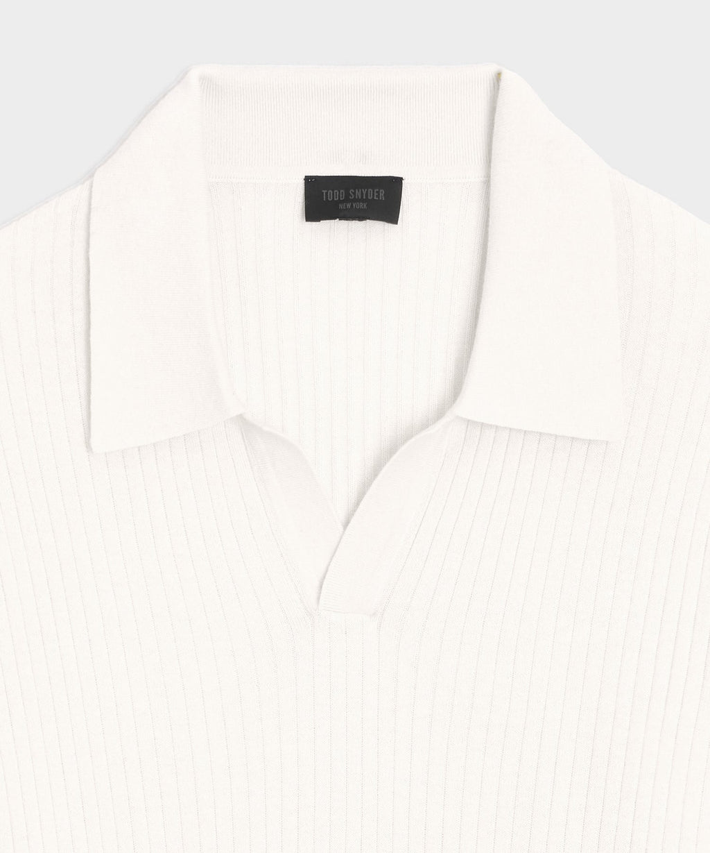 Silk-Cashmere Ribbed Montauk Sweater Polo