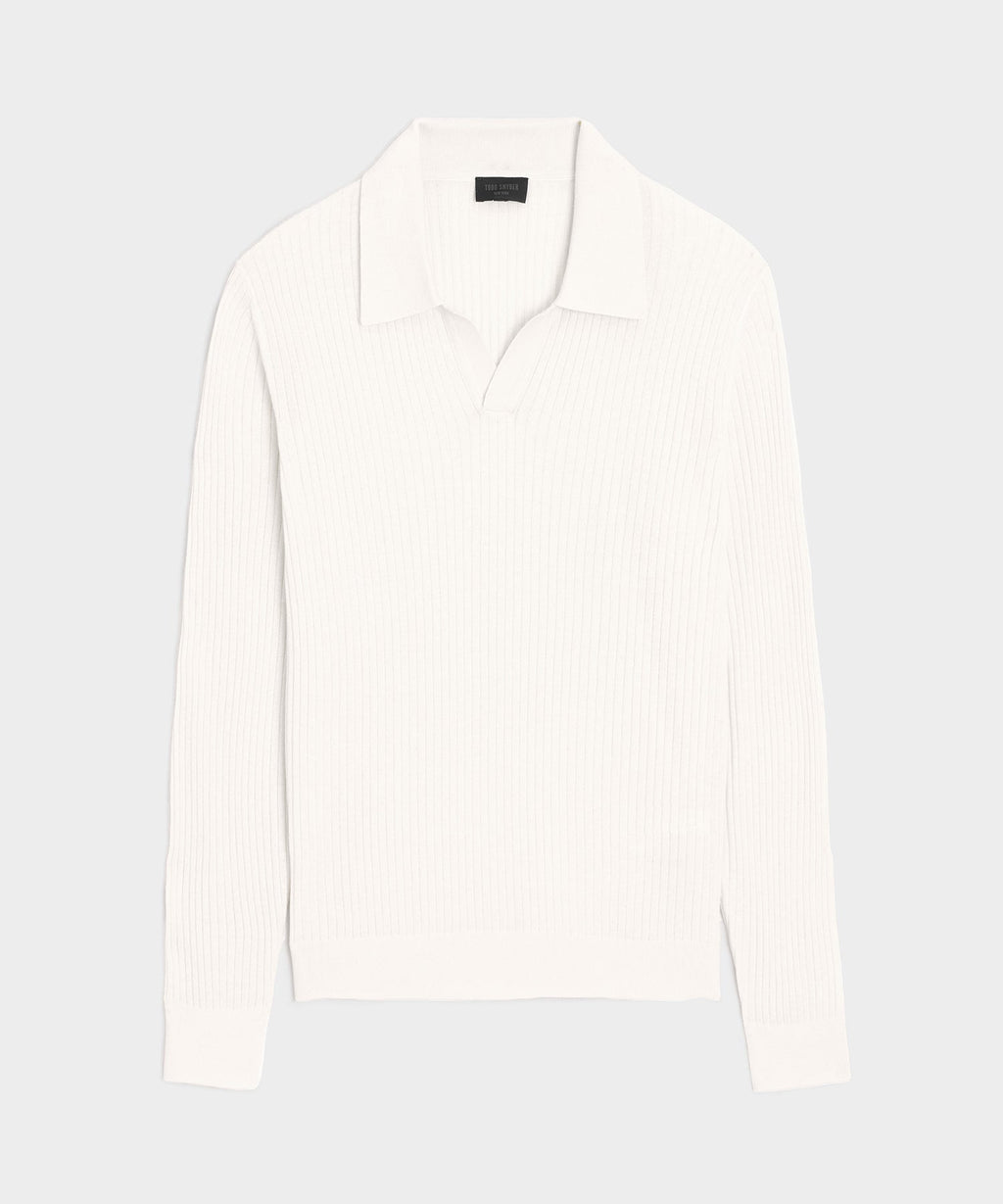 Silk-Cashmere Ribbed Montauk Sweater Polo